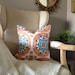 Blue and Orange Medallion Ikat Pillow Cover - 18'' Envelope Style