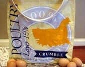 Yellow Dumor Chicken Poultry Feed Handmade Upcycled Reusable Eco-friendly Market Feed Tote Shopping Bag