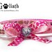 Cat Collar Pink Kitty w Leopard Bow & Pink Crystals - Safety Collar