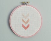 Pink Chevron Modern Cross Stitch Hoop Art