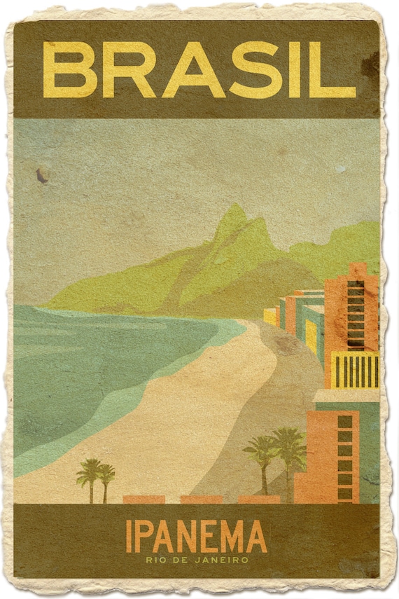 Vintage Travel Poster, Original Artwork, (Brazil)