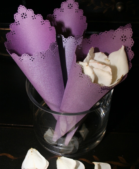 Scalloped Wedding Petal Cones Party Favors Il_570xn