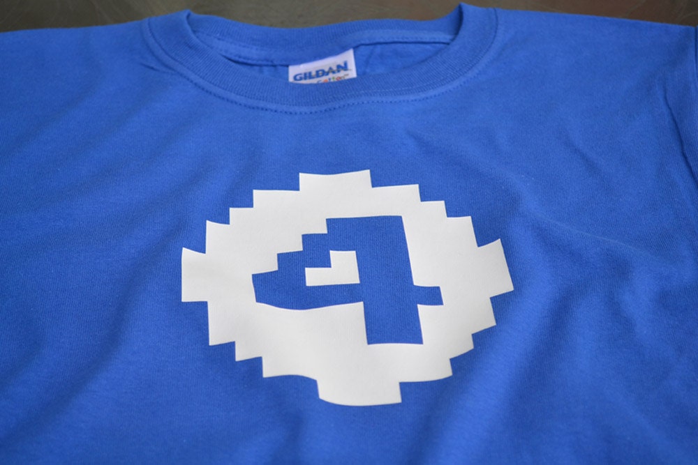 Royal Blue 4th birthday retro geek 8-bit 4 year old t shirt size 4T or choice of 2T or 3T