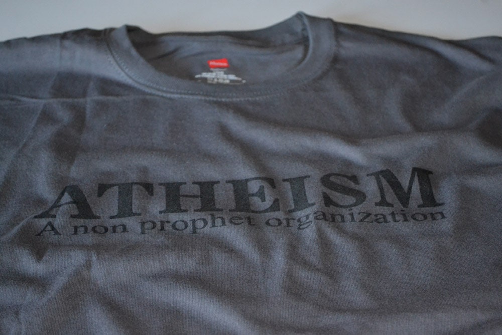 Mens Atheism T shirt A non prophet organization religion atheist t shirt guys youth funny science agnostic style shirt unisex adult humor