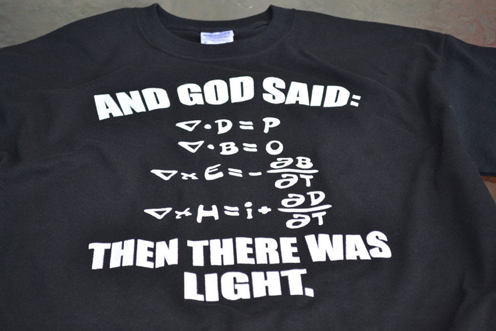Let there be light intelligent design god and science tshirt christian men women youth geek tshirt black geekery gift t shirt