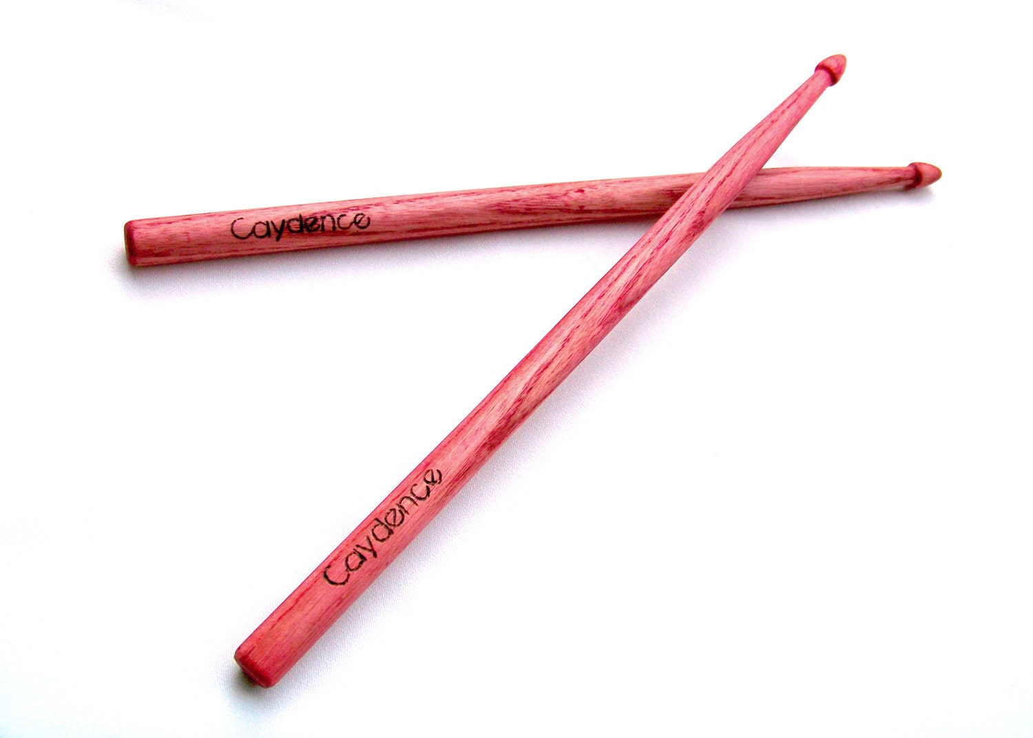 DRUMSTICKS for KIDS / Wood Burned Personalization / Ruby Pink / Pick Your Color
