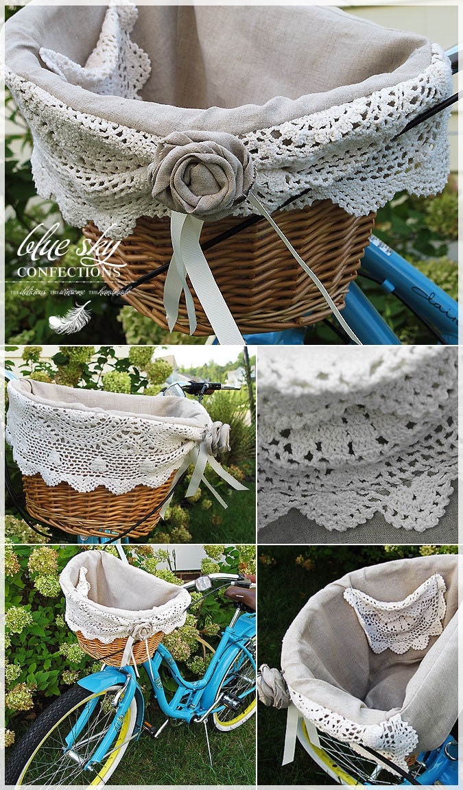 Linen Bicycle Basket Liner for Ellie