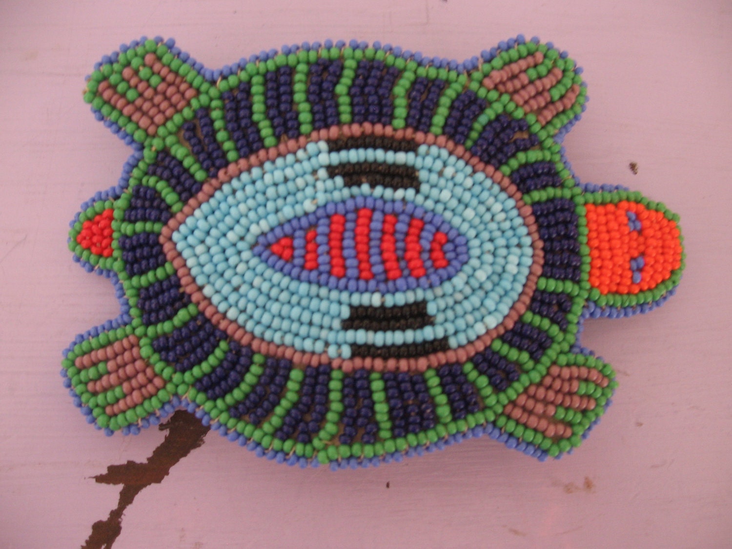 CLEARANCE-Hand Beaded Turtle Barrette