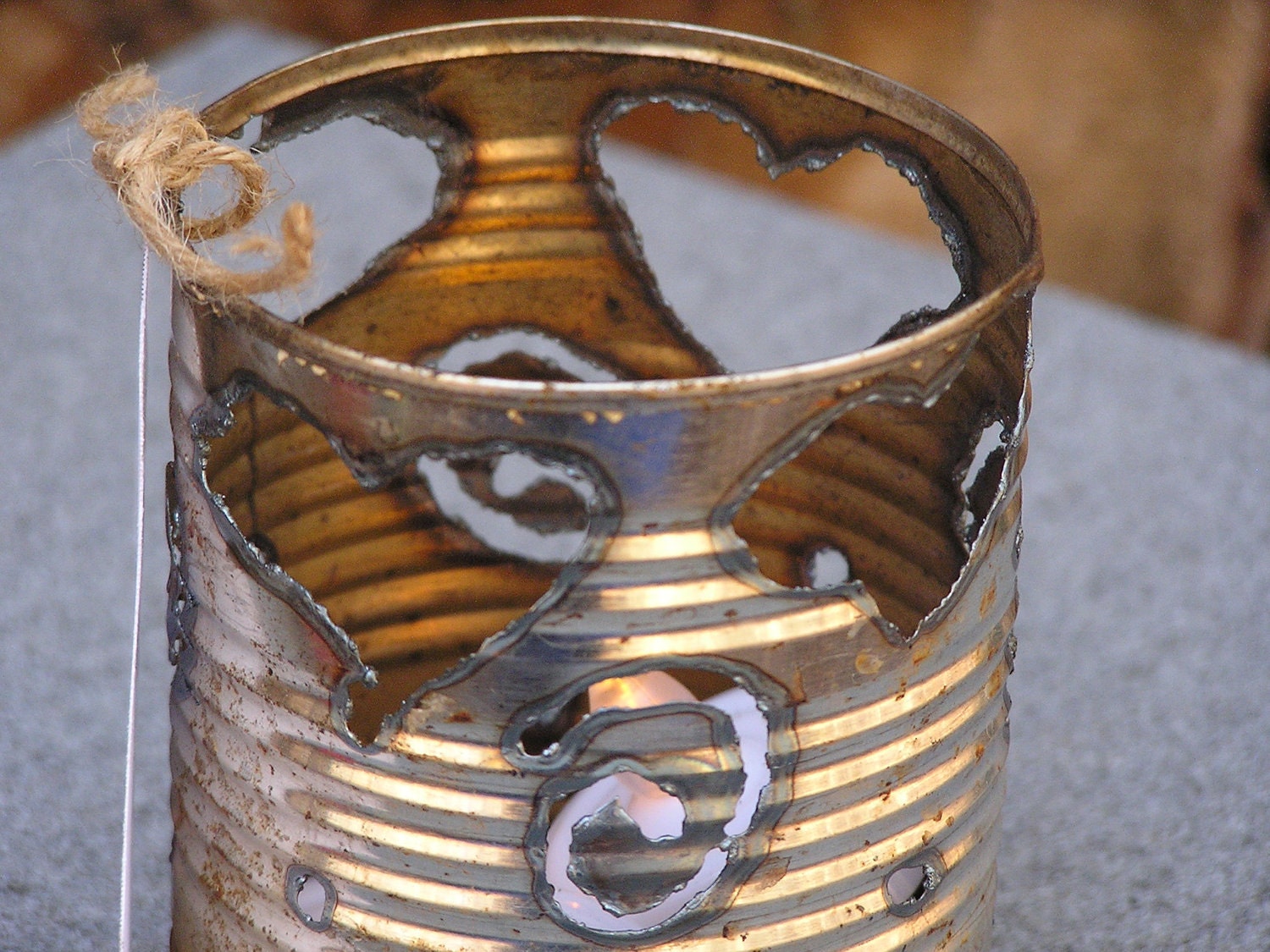 Reclaimed Metal Luminary -Hearts and Swirls- gift under 20