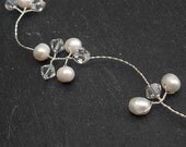 Bridal Hair Vines Silver Pearl and Crystal Hairvine