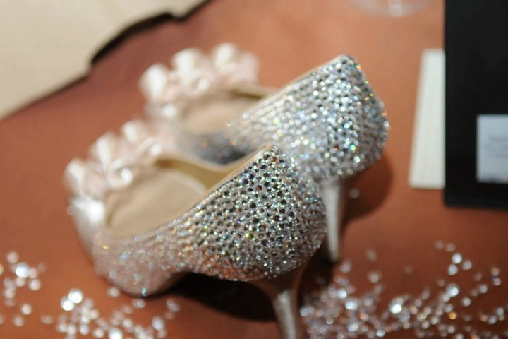 Wedding shoes with swarovski crystals.