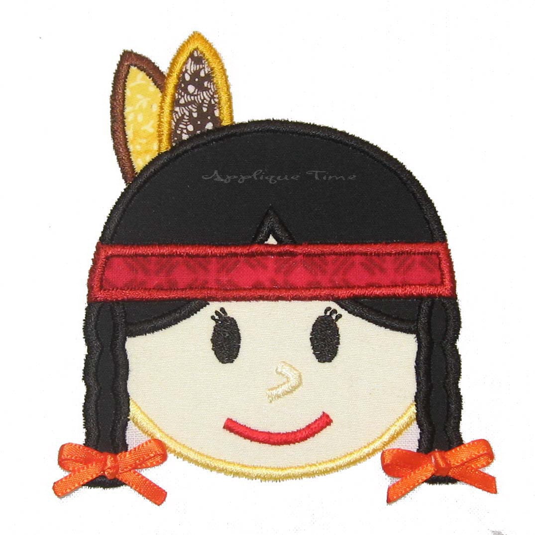 Girl Indian Machine Embroidery Applique Design 4x4, 5x7 and 6x10