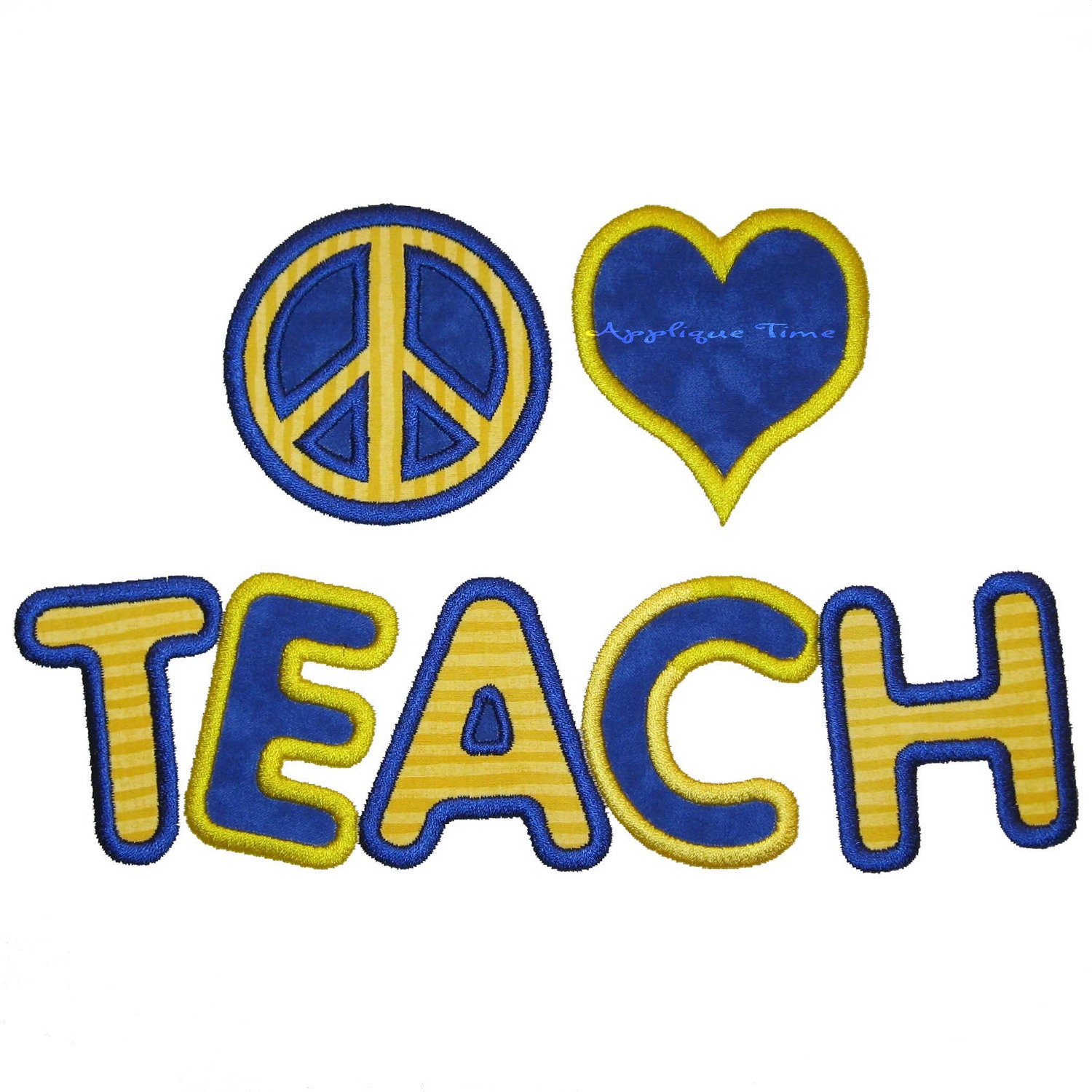 Peace, Love, Teach Machine Embroidery Applique Design 5x7 and 6x10