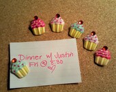 Cupcake Thumbtacks - Adorable, Cherry Topped, Set of 6
