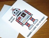 Robot Card - Bleep Blorp Means I Love You in Robot - Card with Envelope