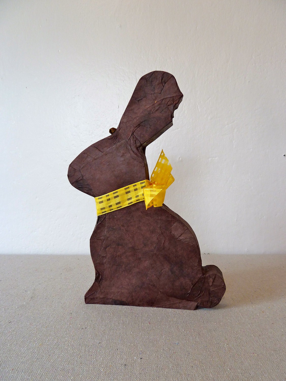 Chocolate Easter Bunny Piñata (brown with yellow bow, party favor size)