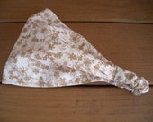 Fabric Headband Headwrap Womens Fashion Accessories Hair Bandana in Cream color with Light Brown flower print / Ready to ship