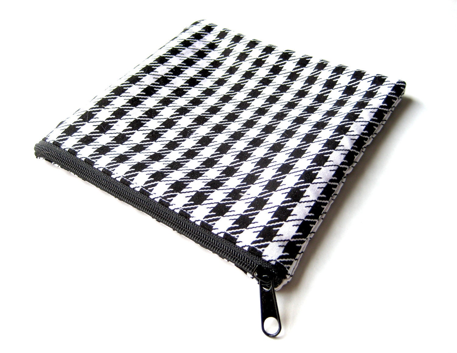 Zippered Snack Bag Cotton Waterproof Lining BPA FREE Hounds-tooth Print 6 x 6