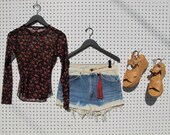 S A L E : floral mesh / 90s / long sleeve top