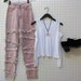 vintage / pink / acid wash / fringe denim jeans
