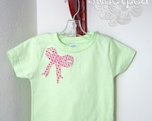 The Charlotte - Ready to Ship 24M Mint Green T with pink check bow