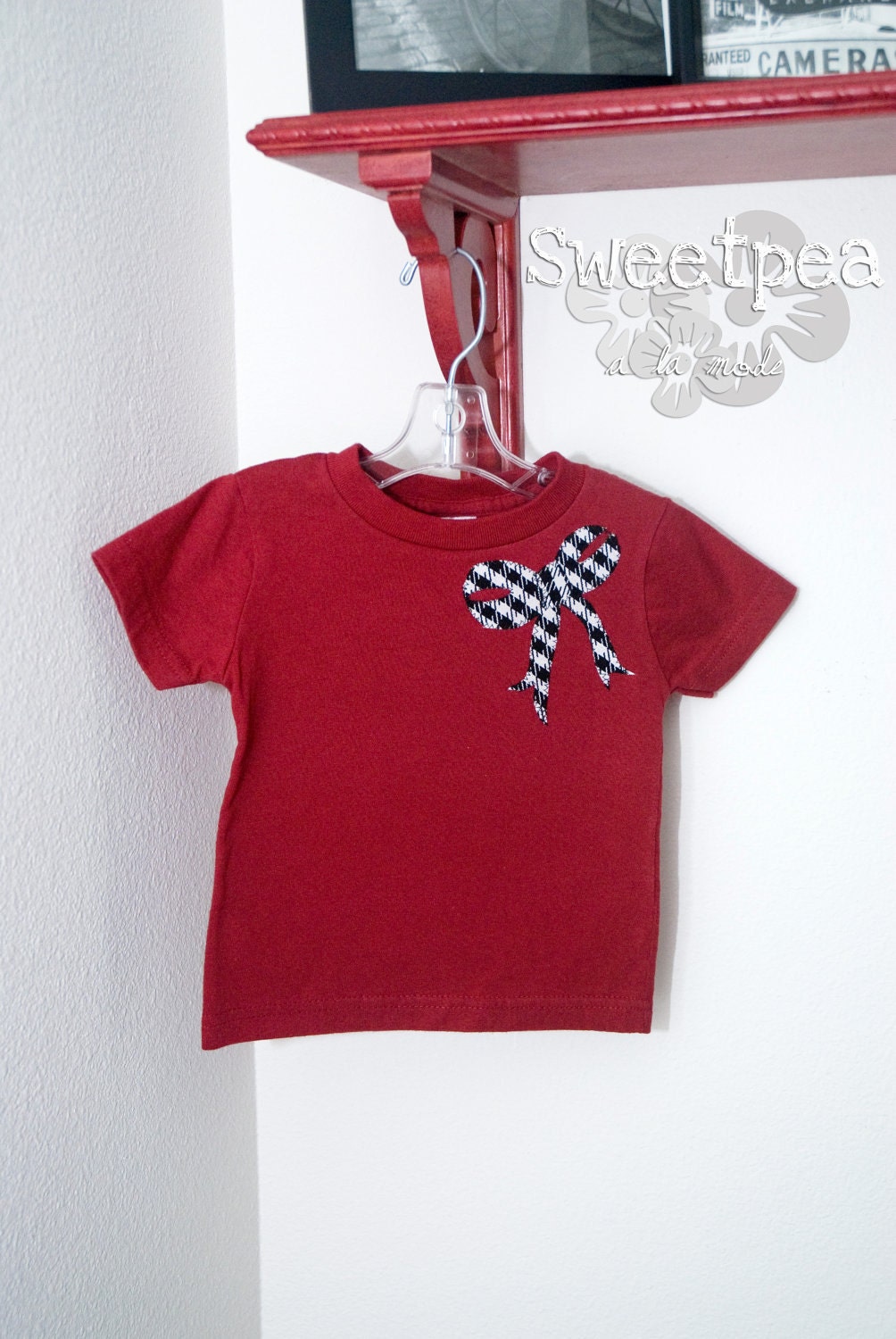 The Kristal - Made to Order 'Bama inspired crimson T with houndstooth bow