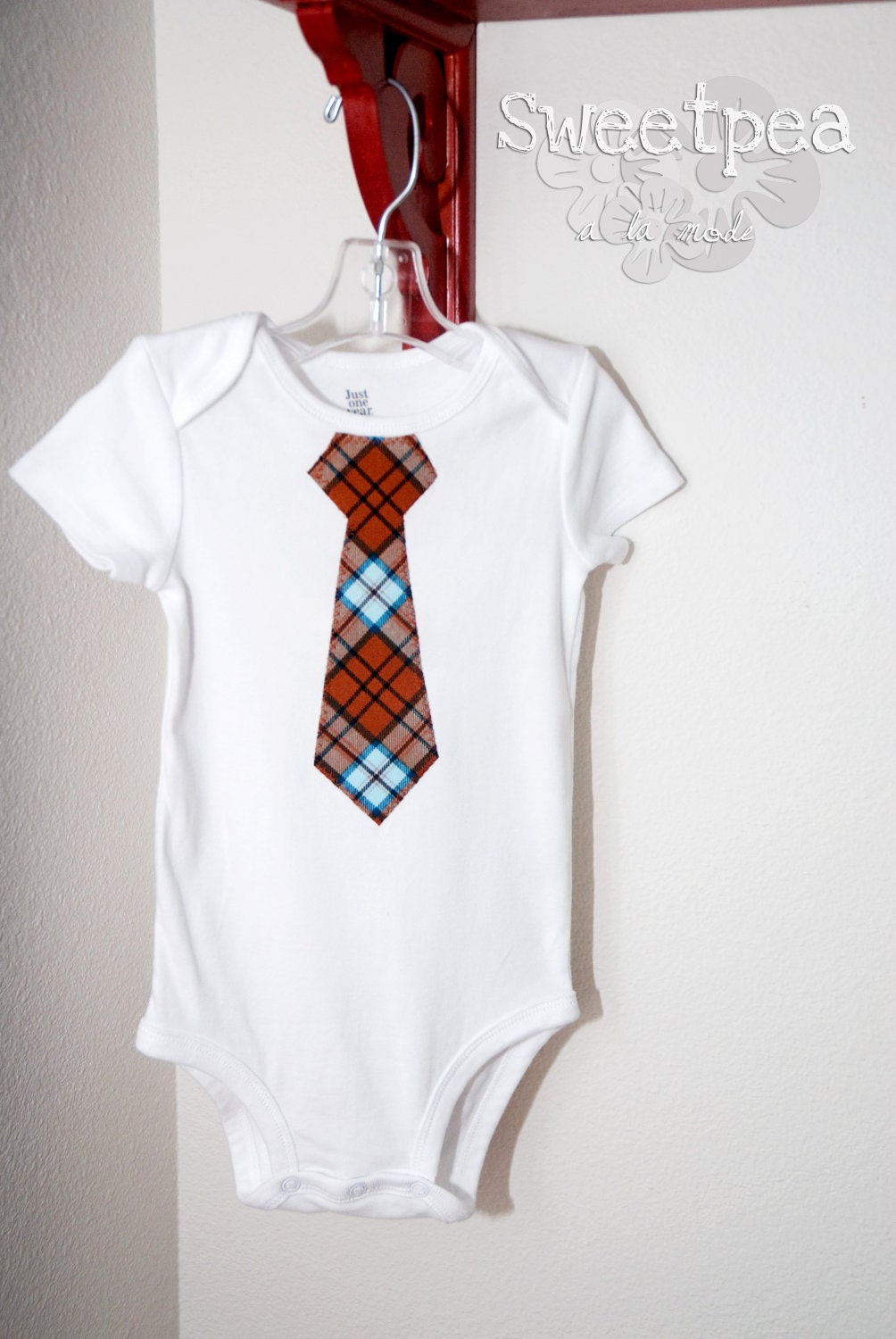 The Caleb - 9-12M white romper with orange