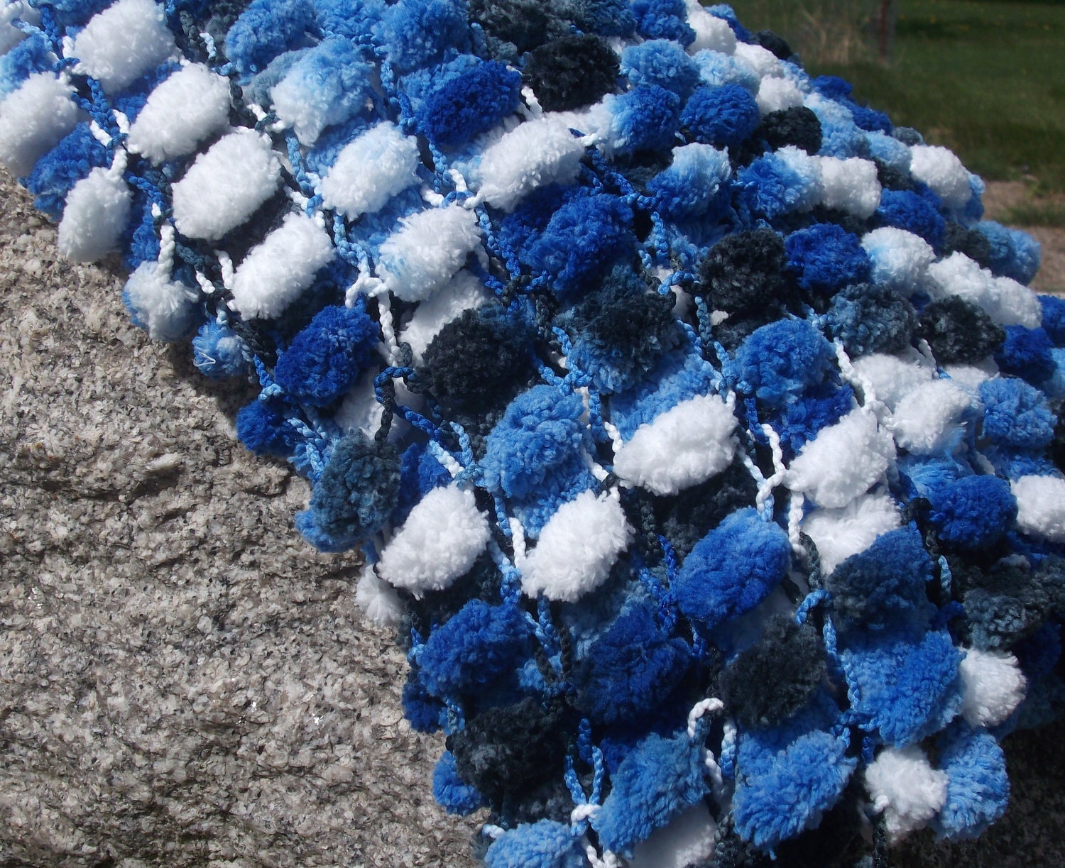 Pom Pom Baby Boy Blanket Baby Photography Prop Soft Blue Black White