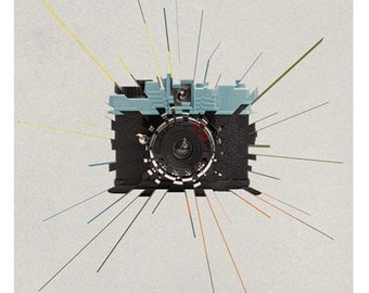 Photography illustration A3 print of Diana Camera