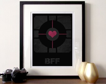Portal Companion Cube A3 poster print BFF