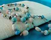 Opal, Aquamarine and Agate Multi Gemstone Long Necklace, One of a Kind