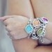 UNIQUE fashion organic leaf bold trendy gemstone bracelet olive apple green stone silver frame leather cord israel