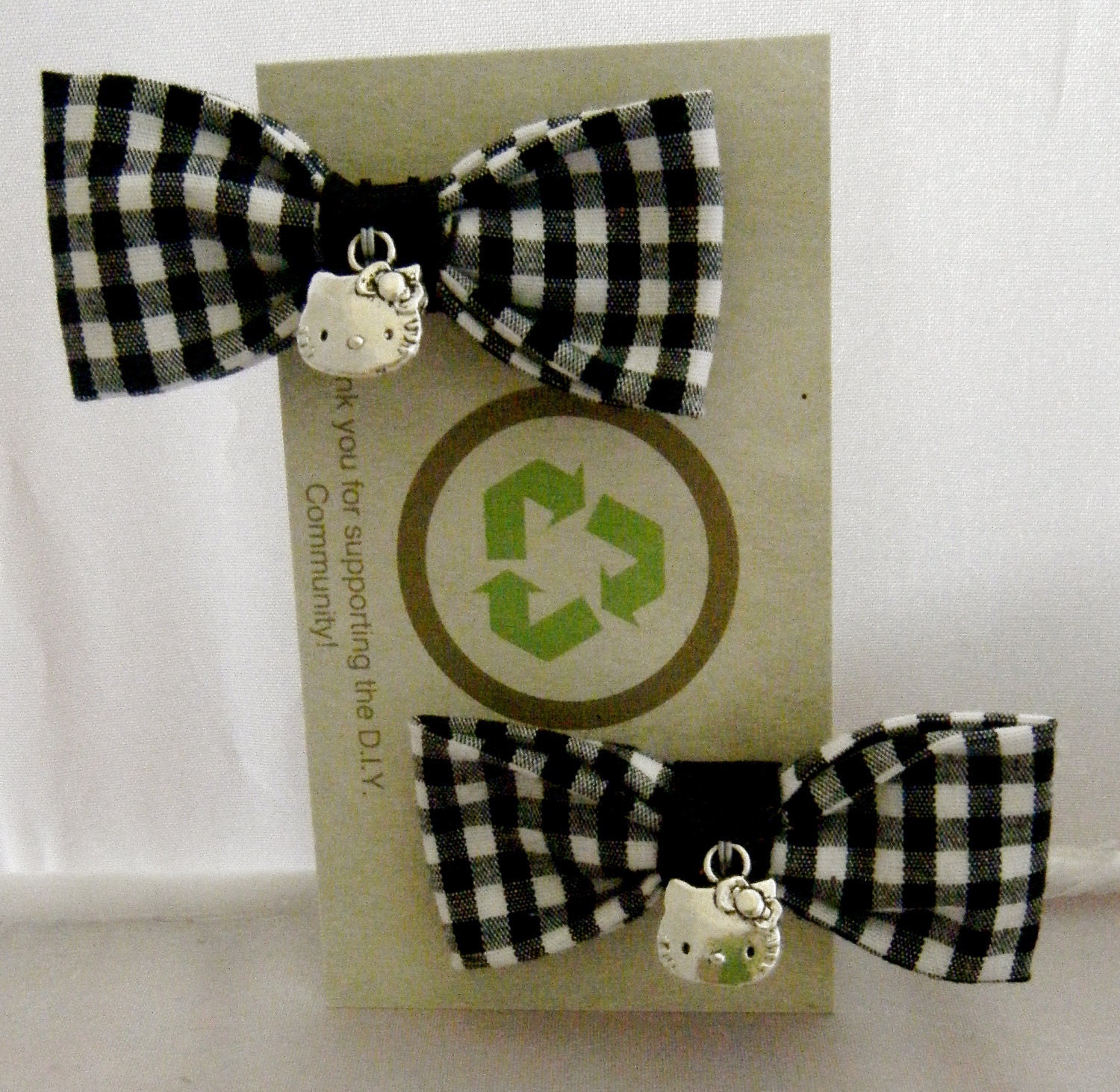 Black Gingham Hello kitty bows