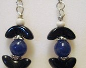 Dangle Earrings Blue, Black, abstract Dangle Earrings.