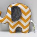 Chevron Elephant nursery pillow toy ELLE yellow plush for modern baby