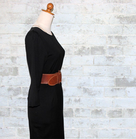 Vintage 80's Black Pencil Hourglass Dress XS or S