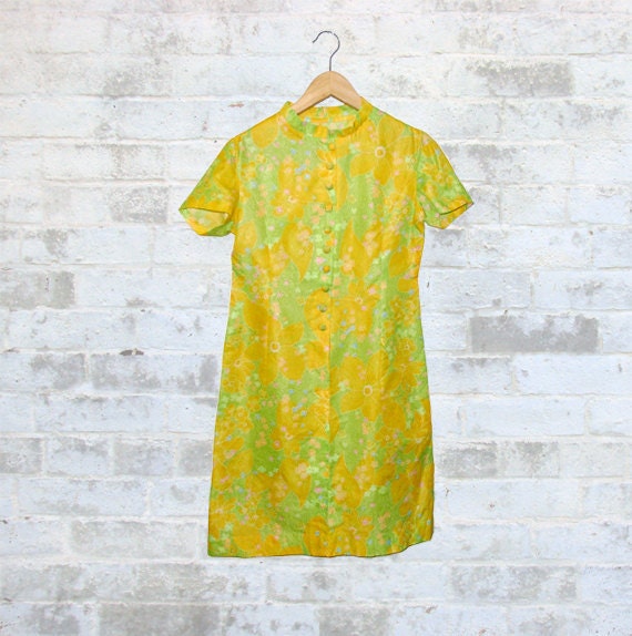 Vintage 60's PAPER Dress Mod Floral Print XS