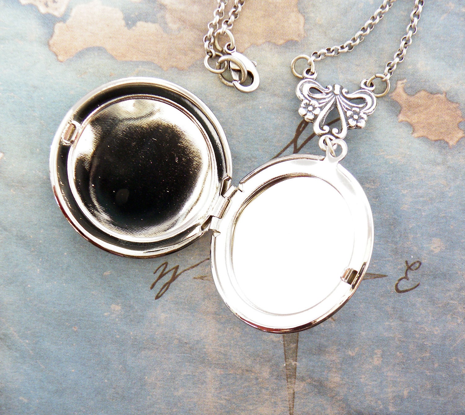 Silver Sunflower Locket -  Enameled Sunflower Necklace