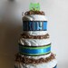 Hoot Owl Baby Shower Diaper Cake In Blue and Green