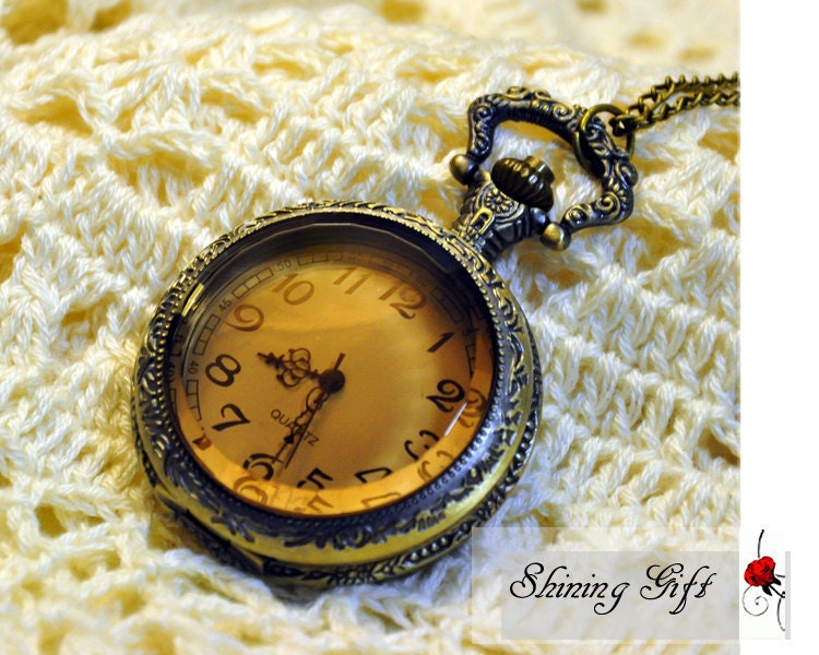 Victorian Shadow Pocket Watch Necklace