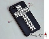 Cross Antique Silver Pyramid stud And Hard Case with For Apple iPhone 4 , iPhone 4s, iPhone 4 Hard Case, iPhone Case