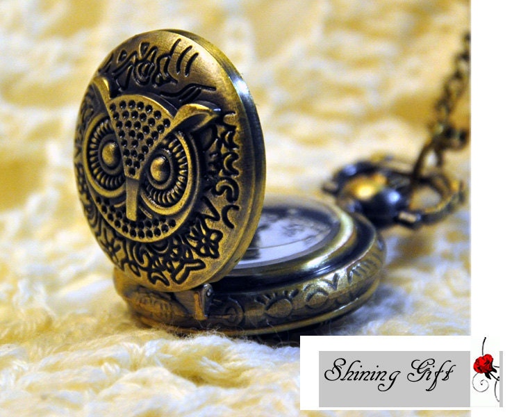 Owl Necklace- Antique Pocket Watch Necklace