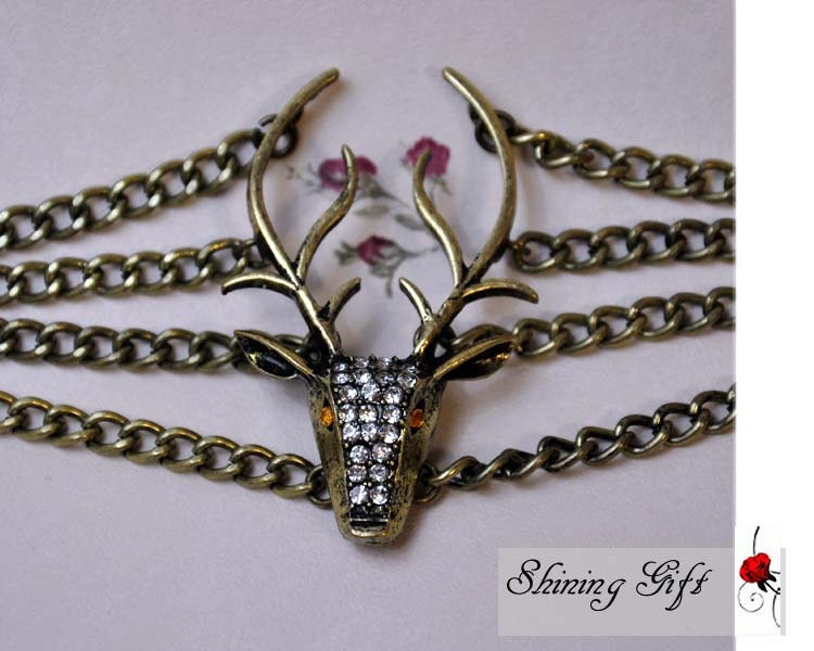 vintage style elk deer antlers bracelet