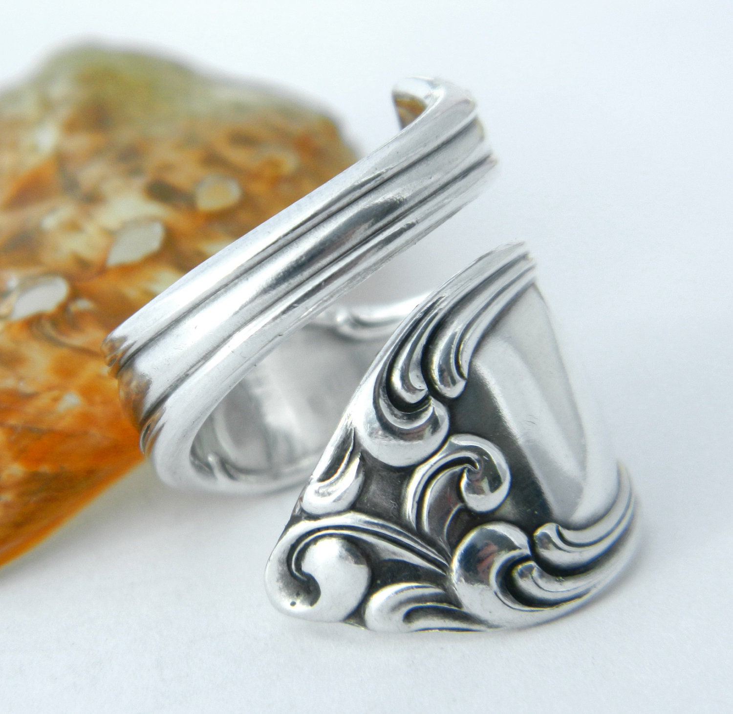 Antique Silver Spoon Ring, Silverware Jewelry, Old South 1949 -Gift