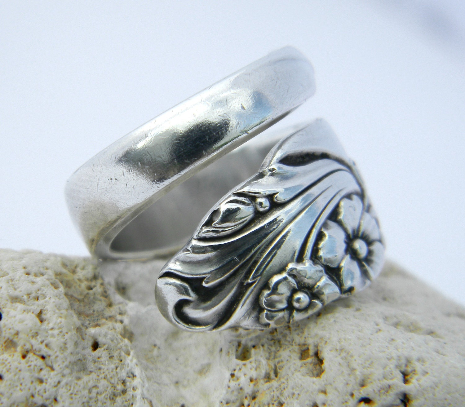 Antique Spoon Ring - Evening Star 1950- Silverware Jewelry