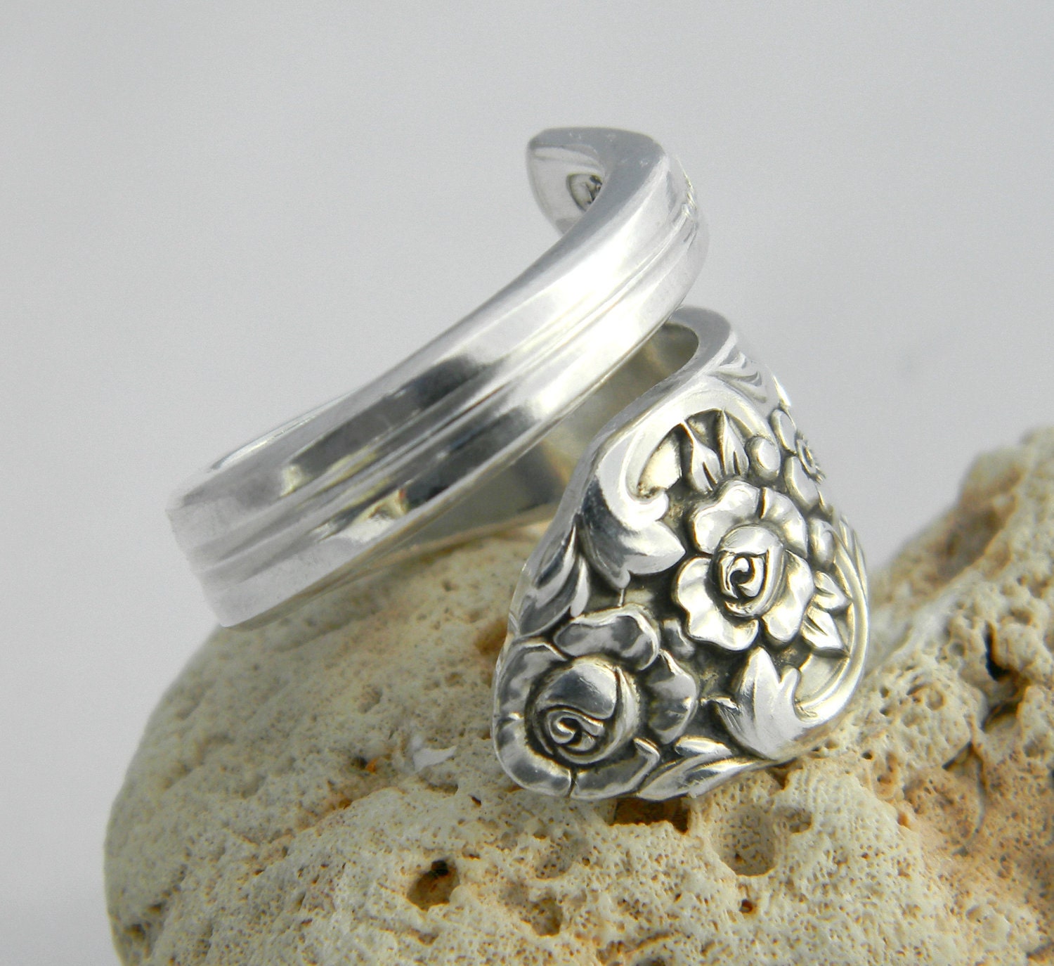 Silver Spoon Ring - Antique Silverware Jewelry, Plantation 1948