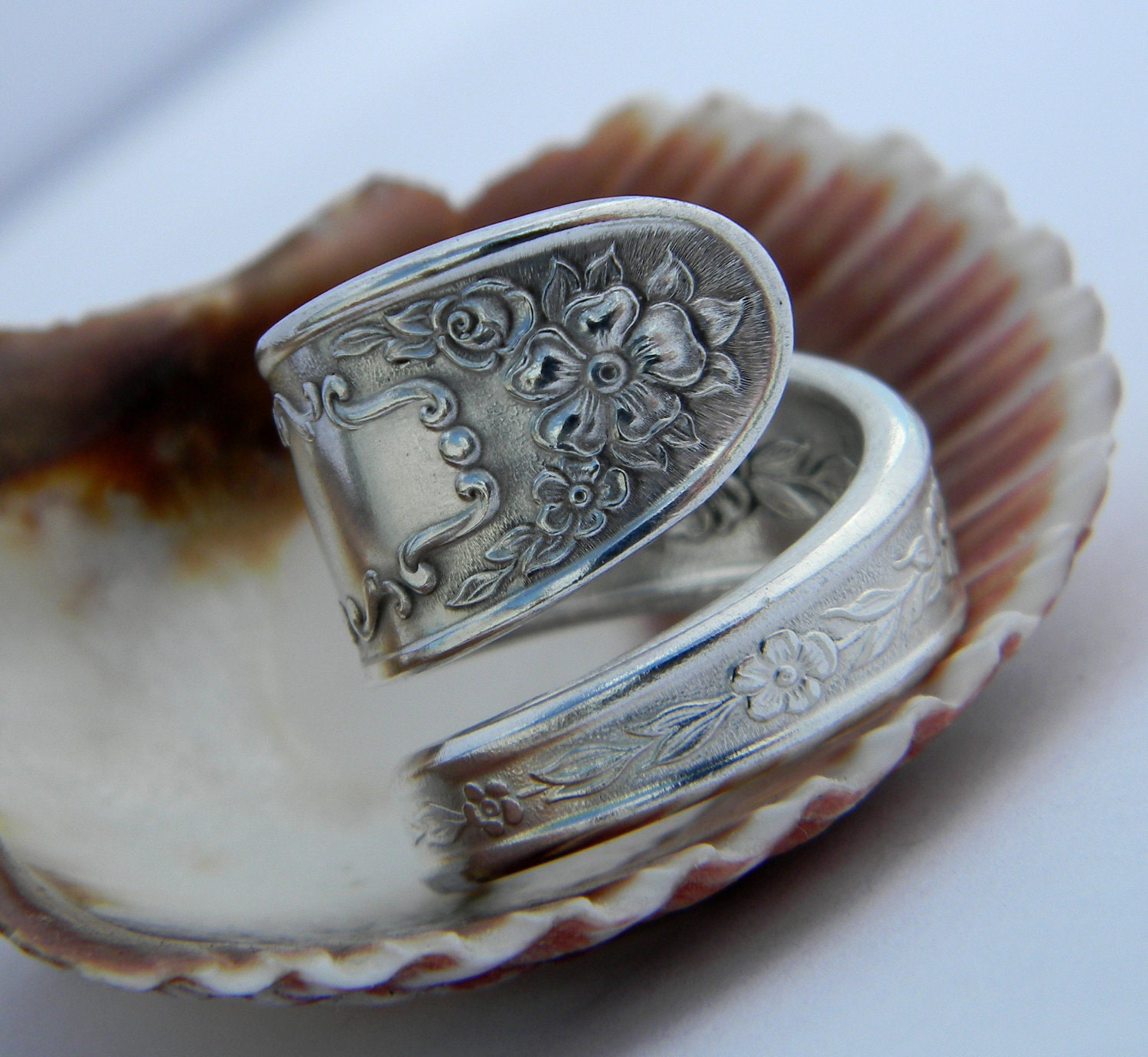 1936 Silver Spoon Ring - Mildred - Antique Silverware Jewelry