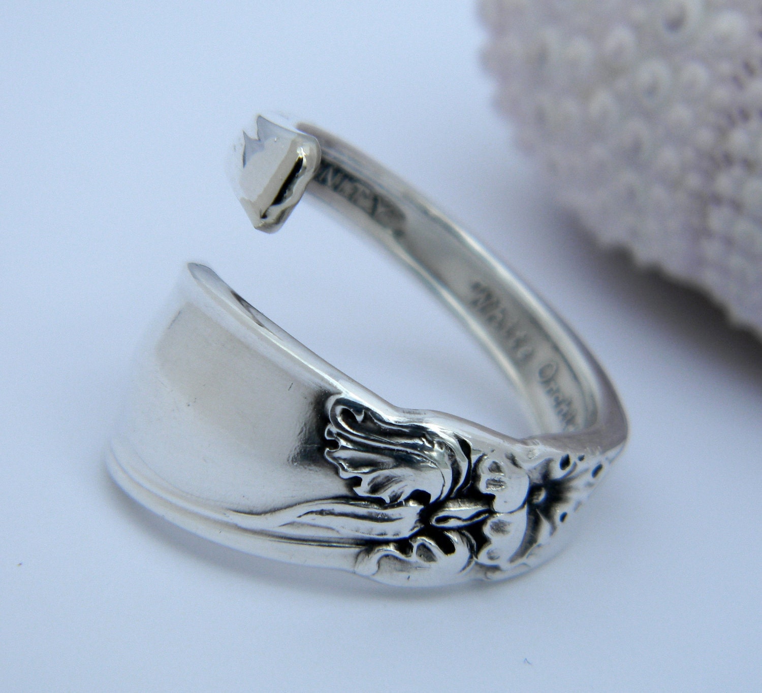 Silver Spoon Ring  - White Orchid 1953 - Silverware Jewelry