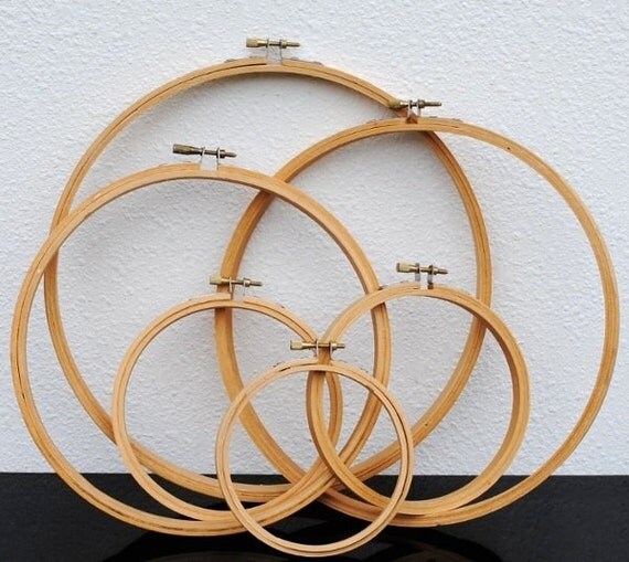 Vintage Embroidery Quilt Hoop Huge Wood Wall by vintageeclecticity