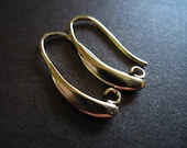 CONTEMPORARY SLEEK French Hooks Earwires Earrings, 10 pcs (5 pairs) Bulk, 20x11 mm, Gold Plated Brass ..E4